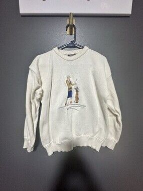 Vintage Nutmeg Mills Golf Sweater M USA Women Golfer Embroidered 80s Preppy